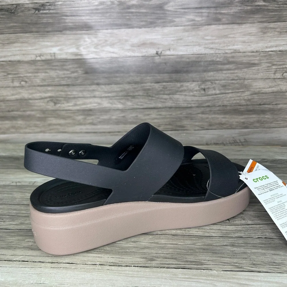 Crocs Brooklyn Low Wedge Sandals Black Platform Womens Size 7